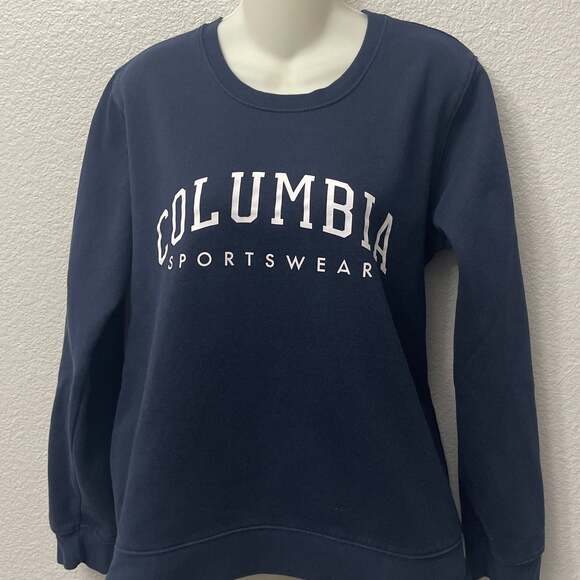 Columbia Tops - Columbia Women's Navy Blue Varsity Arch Logo Trek Crew Neck Sweatshirt Size L